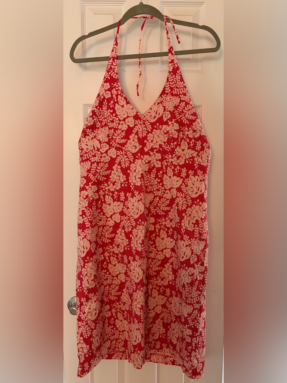J. Crew Red and Cream Halter Floral Dress